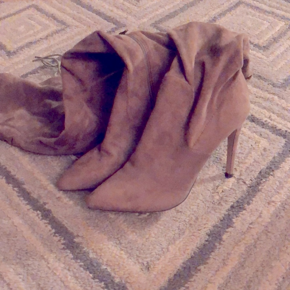 FOREVER 21 Faux Suede Taupe Over the Knee Boots - Picture 2 of 7